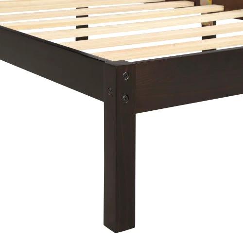 Platform Bed Frame With Headboard, Wood Slat Support, No Box Spring Needed,Twin, Espresso by GJG Denim