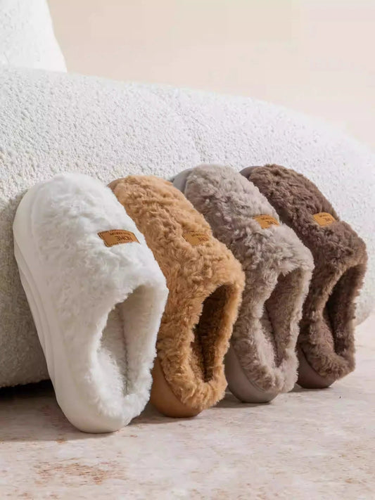 Womens Plush Thick Soled Cotton Slippers Warm Non Slip Perfect For Indoor Home Wear by GJG Denim