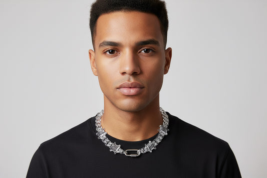Metal Safety Buckle Chain Necklace For Men by GJG Denim