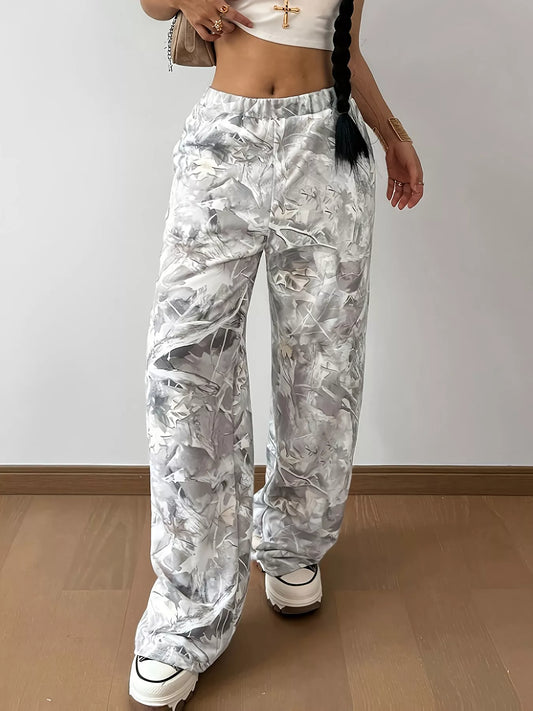 Abstract Print Wide Leg Sweatpants