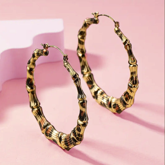 New Fashion Leopard Print Round Hoop Earrings For Women Jewelry Punk Metal Zebra Cow Big Circle Earring Female Party Gifts
