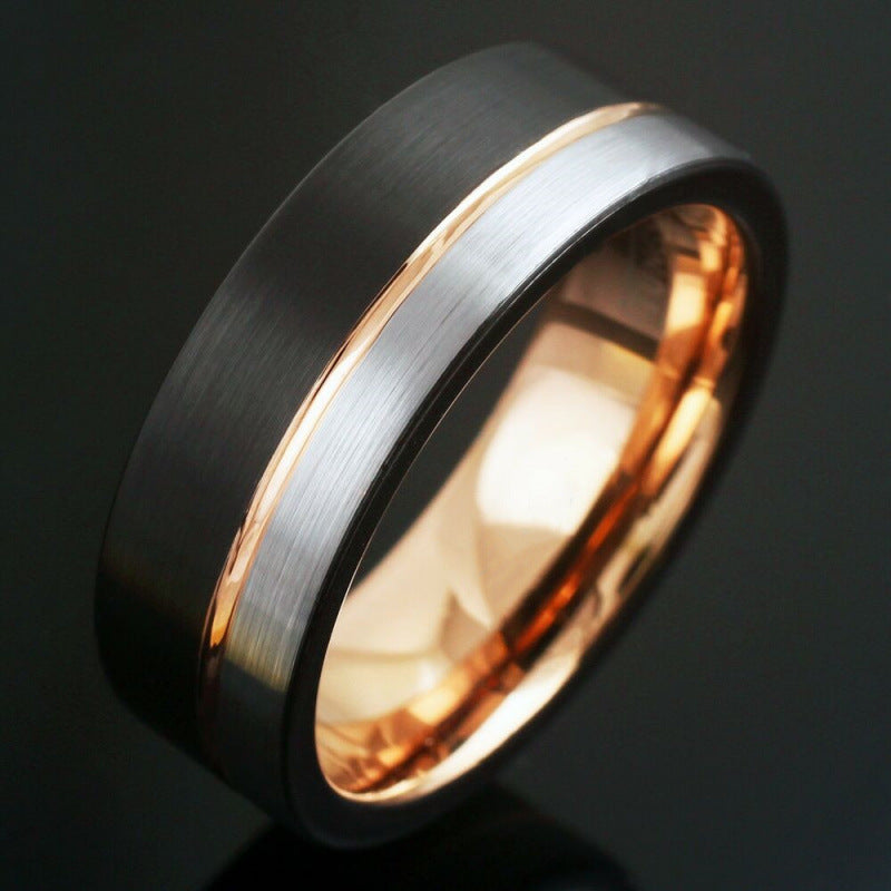 Trendy 8mm Black Tungsten Carbide Ring