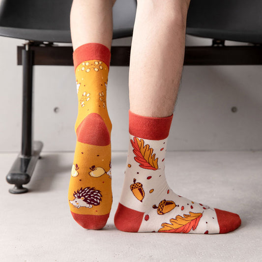 Men's Mid-calf Length Casual Cartoon Foot Socks
