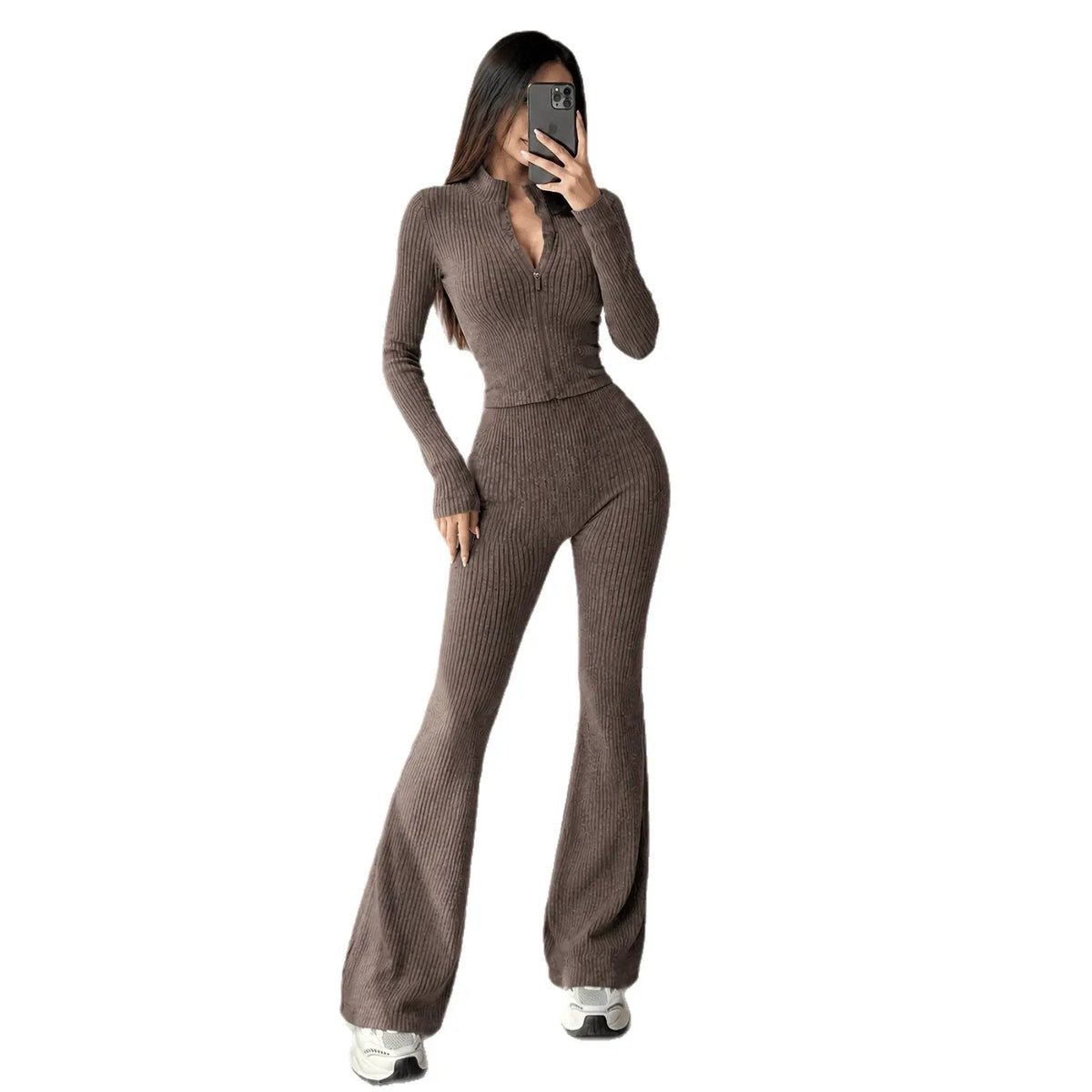 Womens Set Cardigan Top And High-waisted Pants by GJG Denim