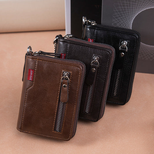 Multiple Card Slots Large Capacity Two-fold Zipper Cash And Card Wallet