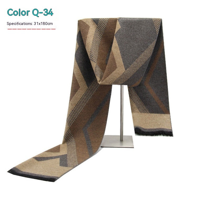 Men's Striped Winter Warm Artificial Cashmere Scarf For Men