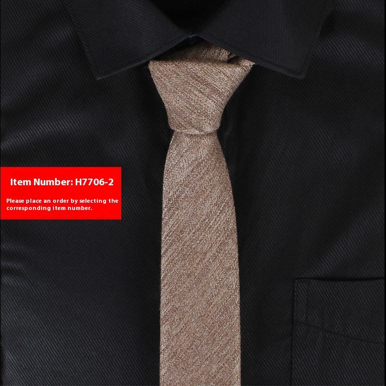Solid Color Narrow Cotton Men's 6cm Tie