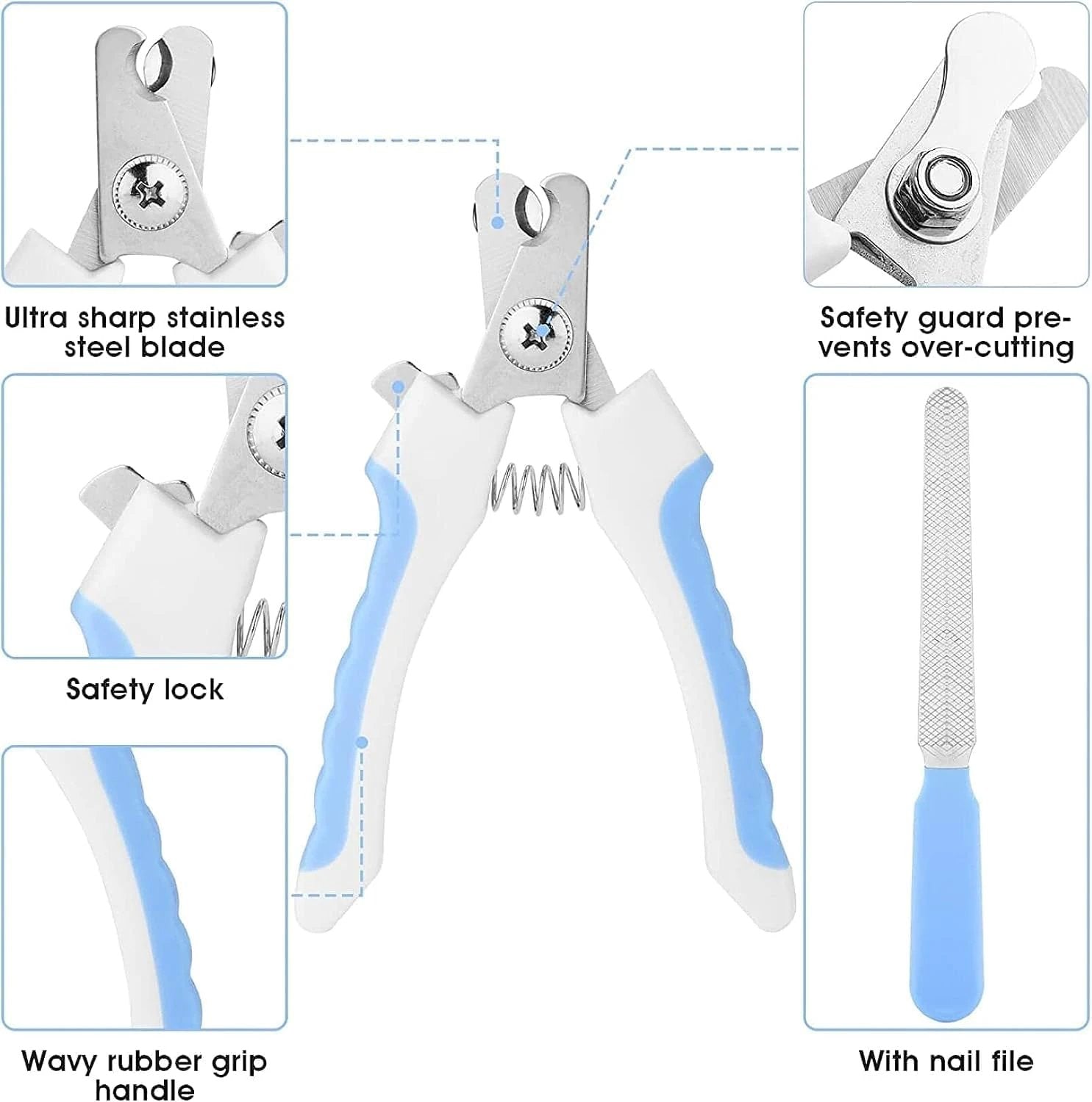 7pcs Pet Grooming Kit, Self-Cleaning Brush Shedding Kit With Nail Clipper, Flea Comb, Shampoo Bath Brush, Finger Toothbrush by GJG Denim