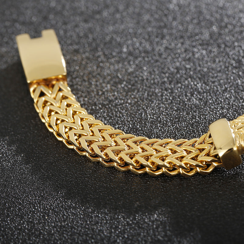 Men's Boxing Mesh Chain Link Gold Color Bracelet Stainless Steel