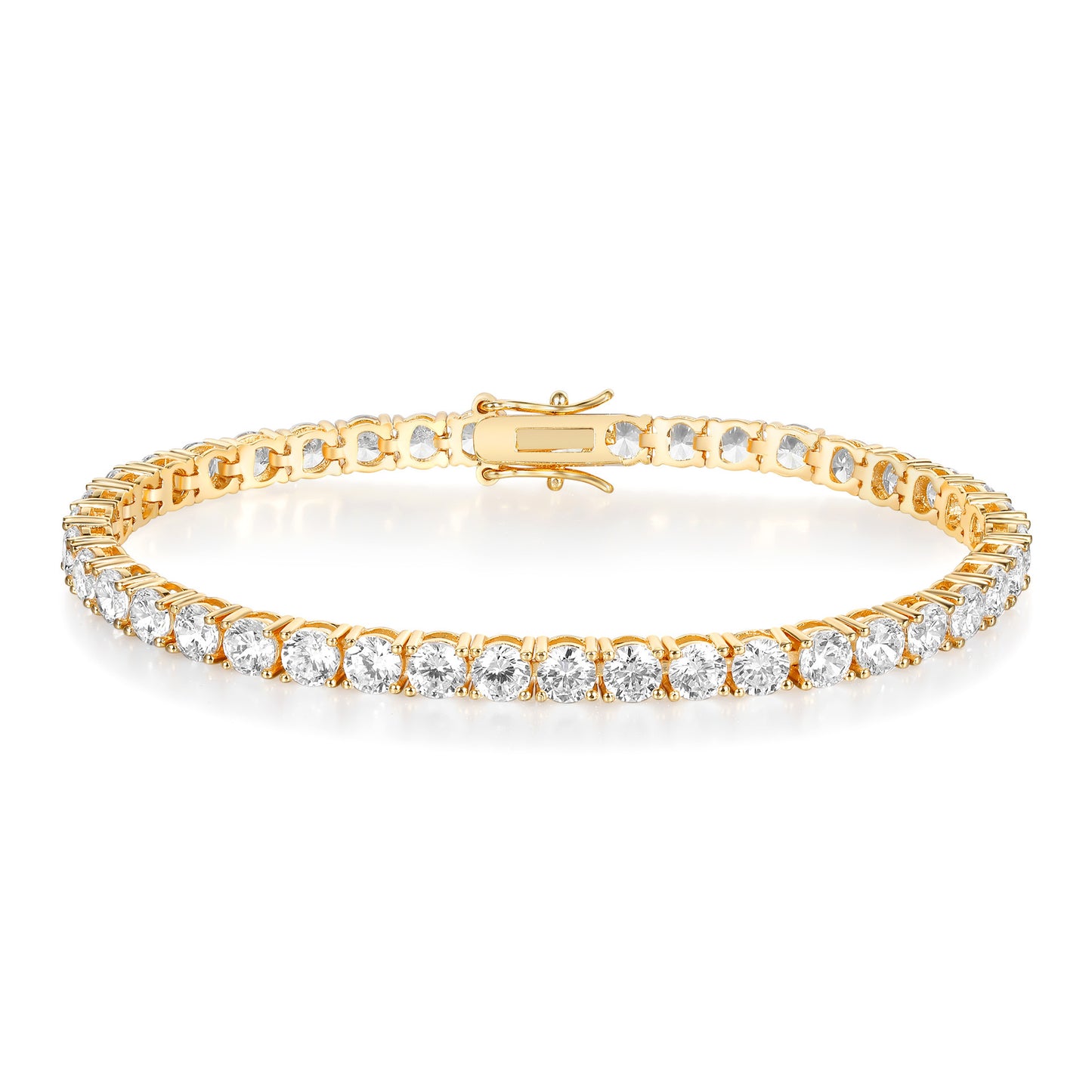 Classic 18K Gold Electroplated Zircon High-grade Tennis Full Diamond like Bracelet