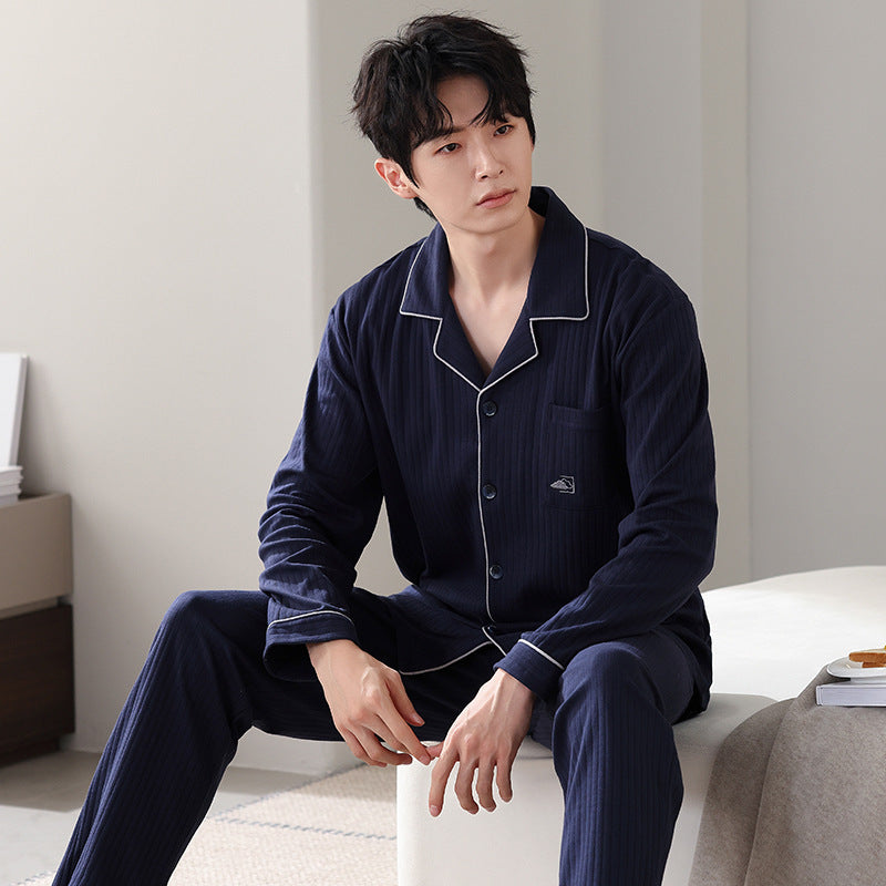 Men's Pure Cotton Long Sleeved Pajamas