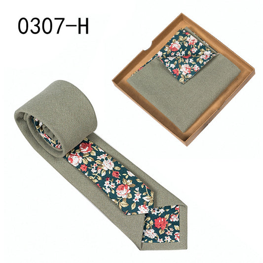 Men's Floral Print Tie and Pocket Square