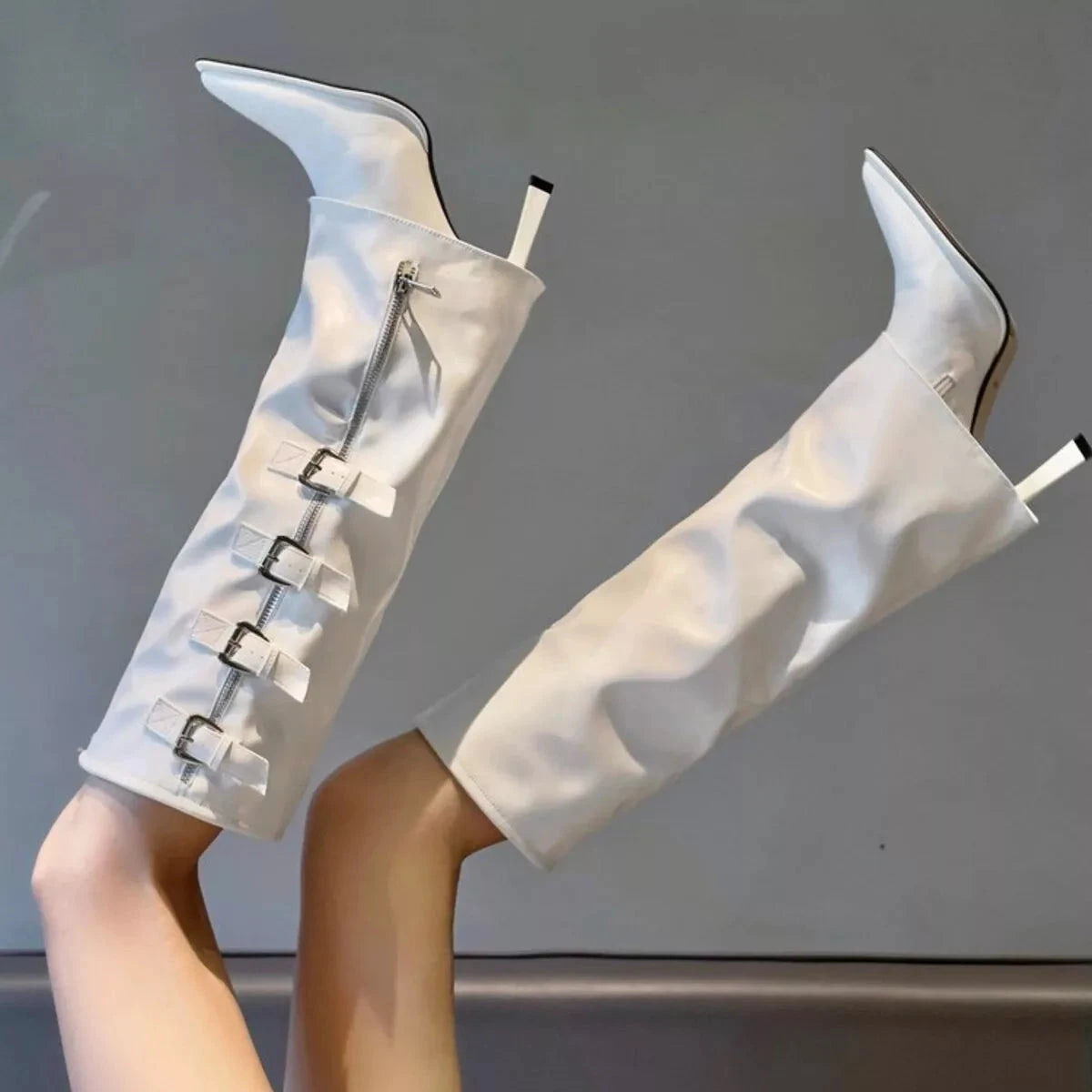Point Toe Buckle Stiletto Boots by Coco’s Tee Boutique