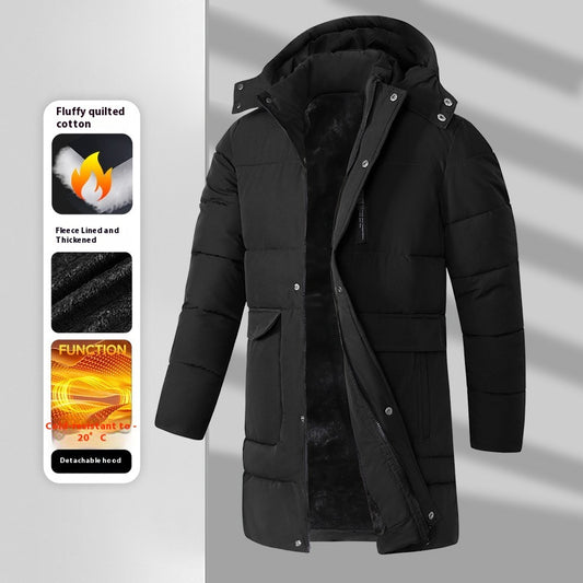 Men's Warm Long Velvet Padded Thick Coat