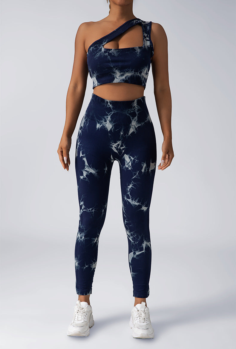 Seamless Knitted Tie-dye Yoga Suit Women