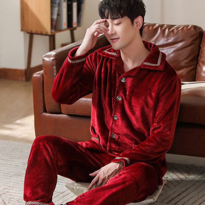Men's Long Sleeve Cardigan Pajamas