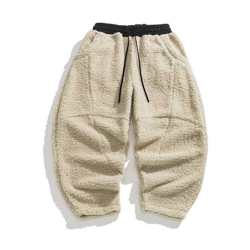 Men's Lamb Wool Solid Color Fleece Sweatpants