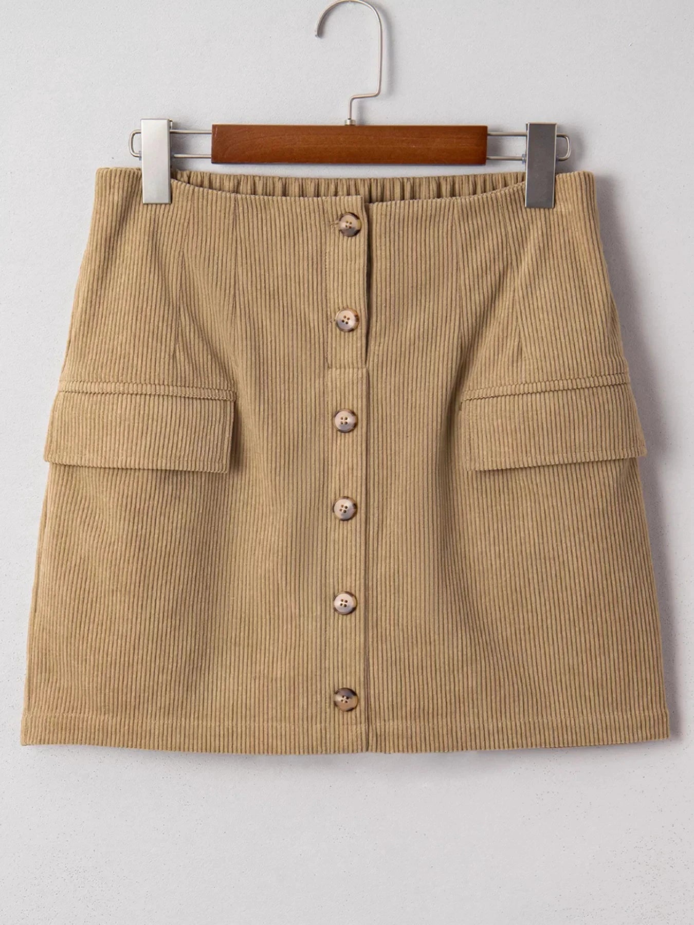 Corduroy Buttoned Front Mini Skirt by Lady Ros