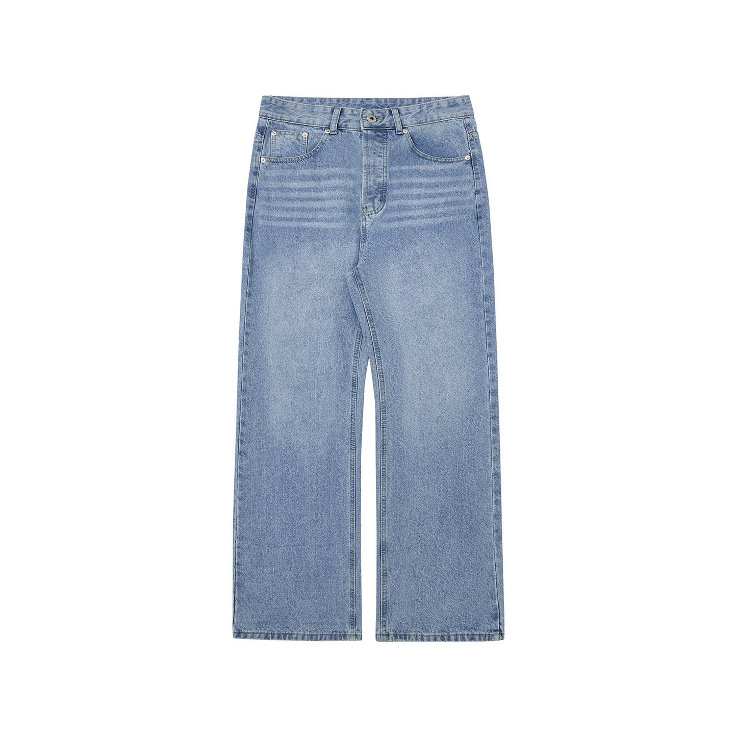 Men's Washed Distressed A- Line Loose Straight Jeans