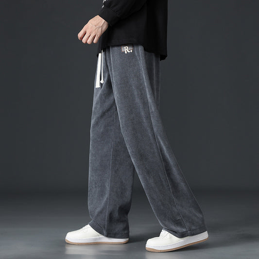 Men's Velvet Wide Leg Loose Sweatpants