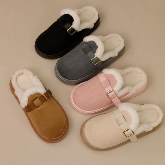 Womens AutumnWinter Indoor Plush Thick-Soled Warm Anti-Slip Cotton Slippers by GJG Denim