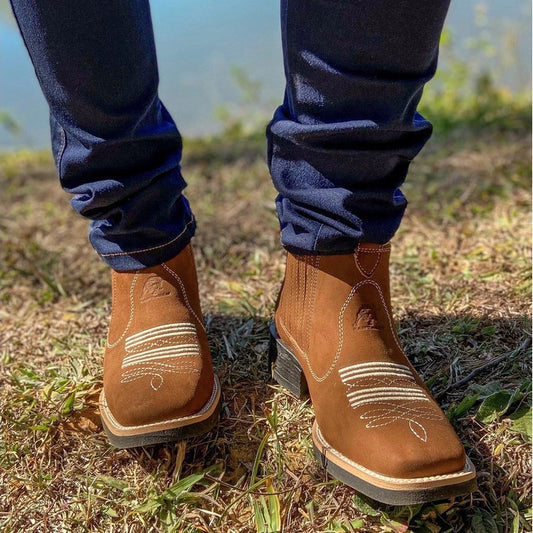 Men's Vintage Suede Flat Heel Round Toe Martin Boots