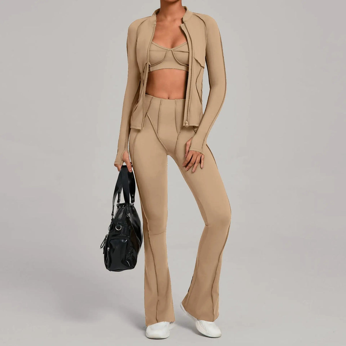 Women's Zip Up Top And Yoga Pants Set by GJG Denim