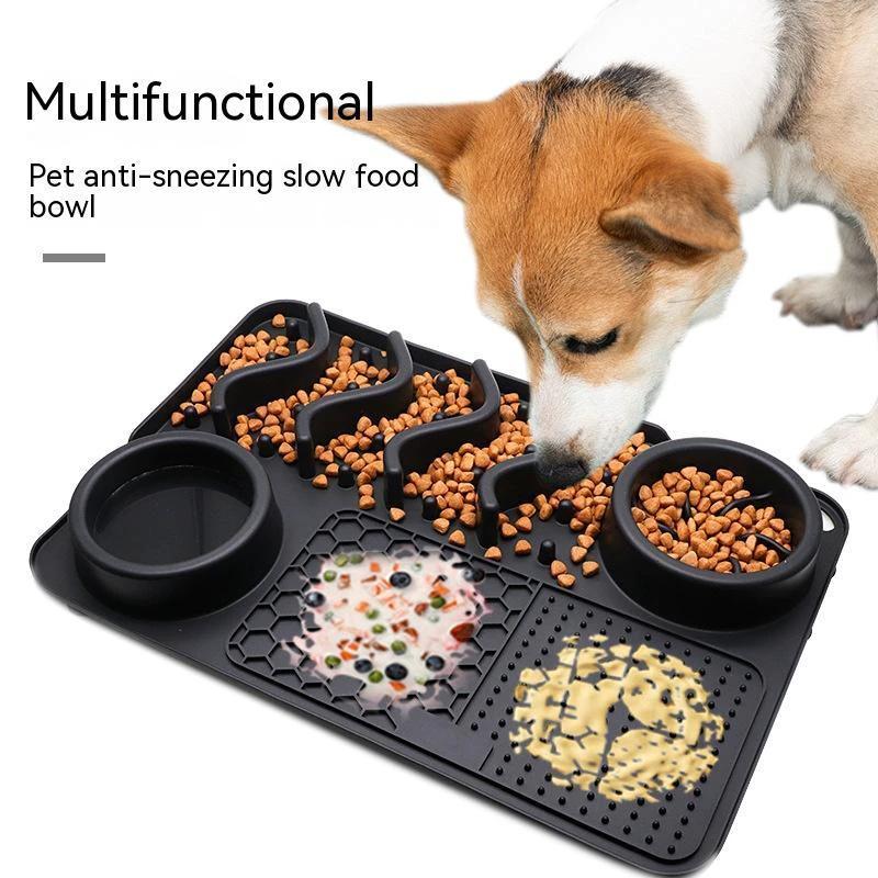 Dog Silicone Licking Pad Pet Licking Mat Silicone Smelling Mat Multifunctional Food Bowl Pets Supplies by GJG Denim