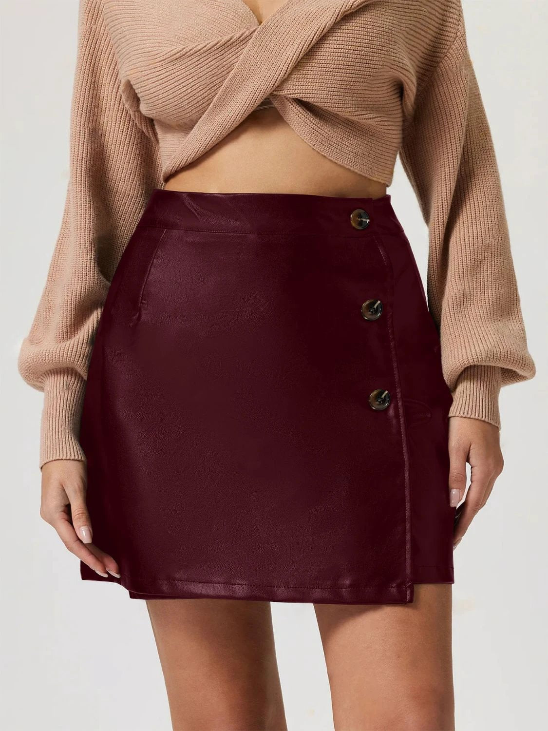 Buttoned High Rise Mini Skirt by Lady Ros