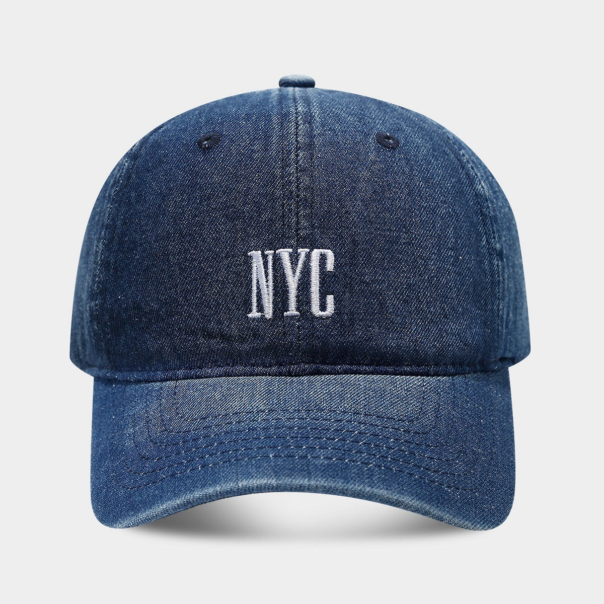 Men's Retro Denim "NYC" Peaked Cap
