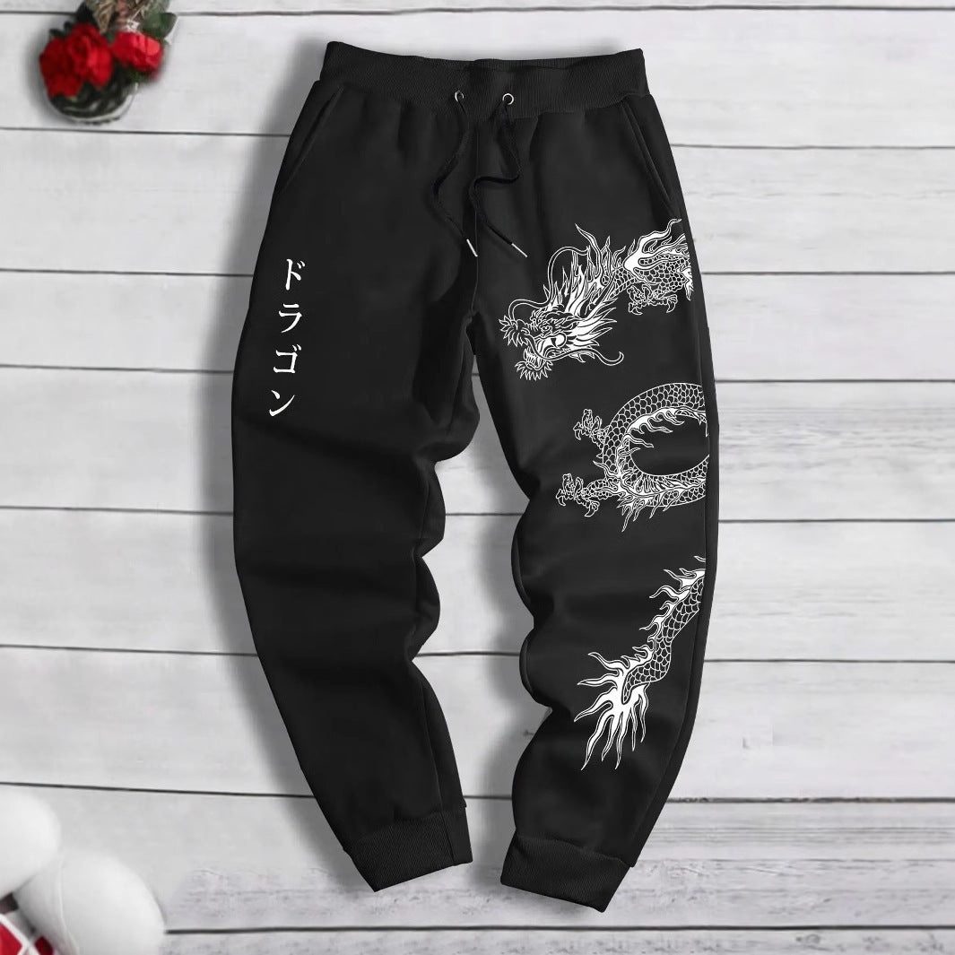 Men's Printed Loose Lace-up Sweatpants