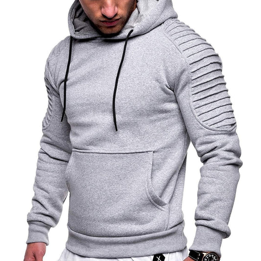 Men's Striped Pleated Raglan Sleeve Hoodies