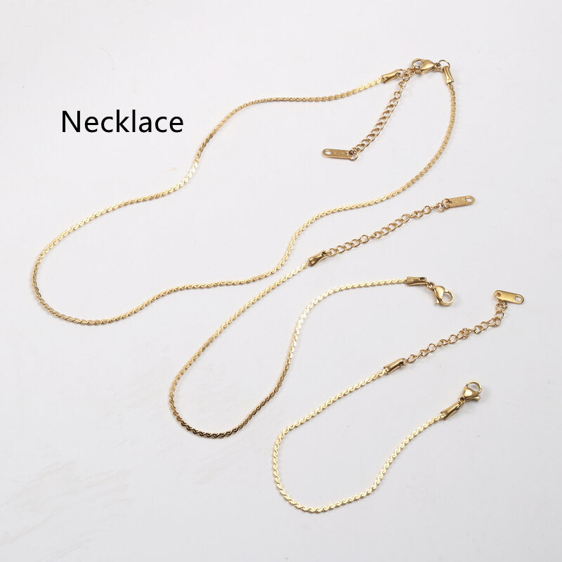 Titanium Steel Gold Plated Necklace Anklet Bracelets set