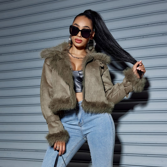 Suede Short Coat For Women Jacket