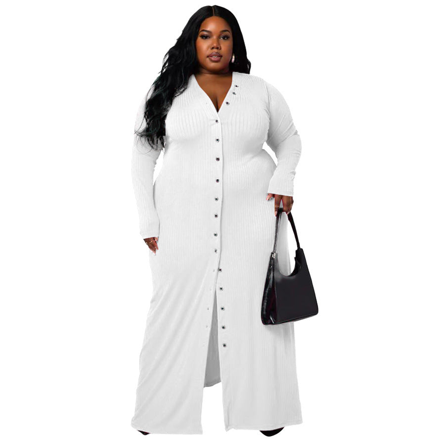Plus Size Women's Sunken Stripe Split Dress