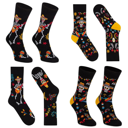 Colorful Skull Jacquard Trendy Cotton Socks For Men