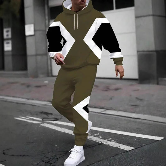 Men's Fashion Trendy Casual All-matching Hooded Sweatshirt And Sweatpants Suit