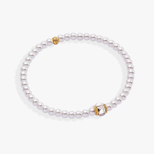 Crystal and Pearl Beaded Stretch Bracelet