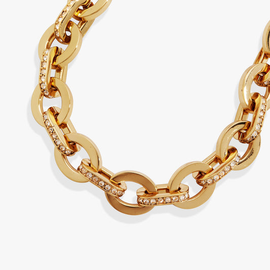 Delicate Oval Link Crystal Chain Toggle Bracelet