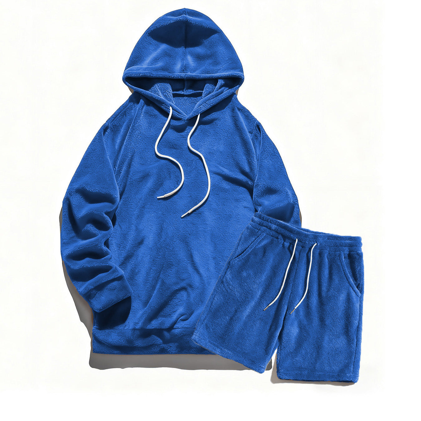 Hooded Men's Fleece Sweatshirt And Shorts Set