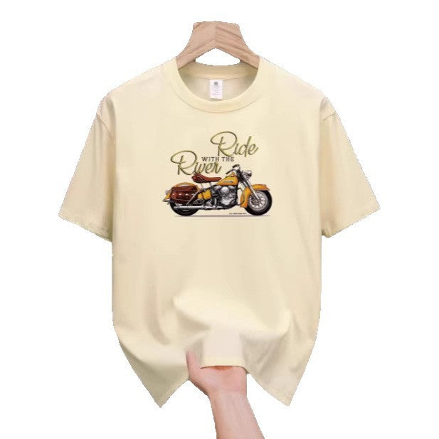 Men's Motorcycle Pattern Printed T-shirt