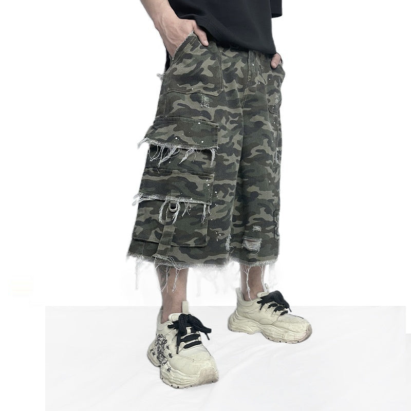 Camouflage Casual Wide Leg Shorts For Men