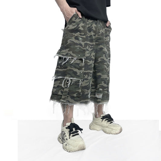 Camouflage Casual Wide Leg Shorts For Men