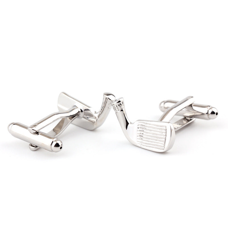 Golf Racket Shape Plain Metal Men's Cufflinks