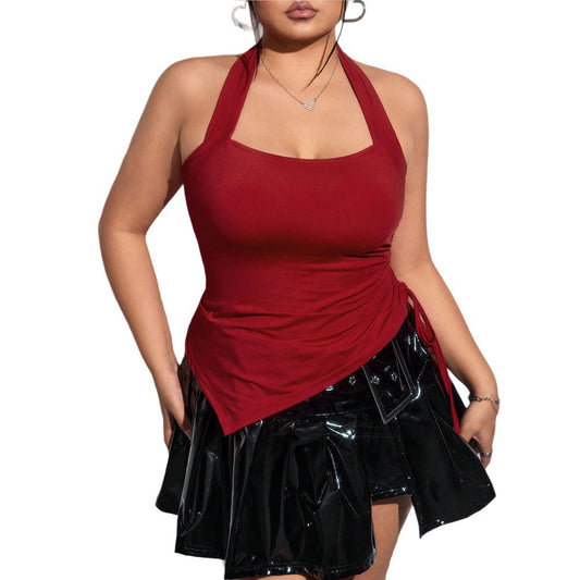 Plus Size Women's T-shirt SpringSummer New Sexy Halter Sleeveless Top