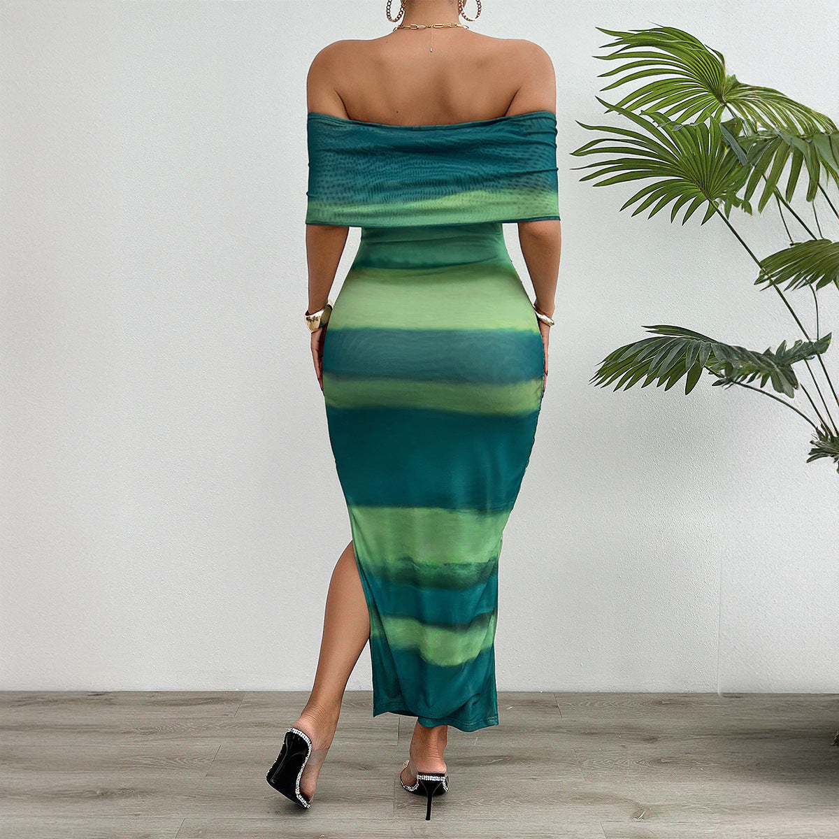 Women's Temperament Contrast Color Off-shoulder Tube Top Dress