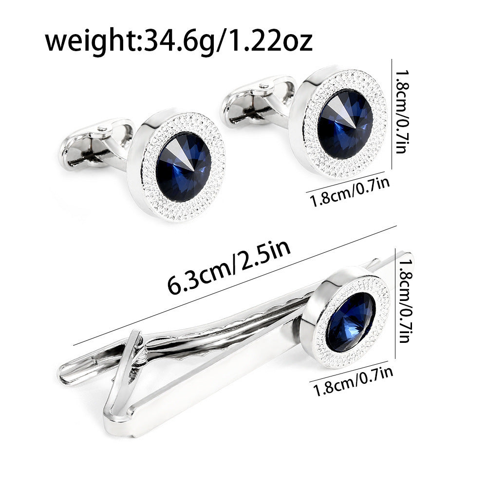 Men's Business Fashion Blue Crystal Zircon Cufflinks