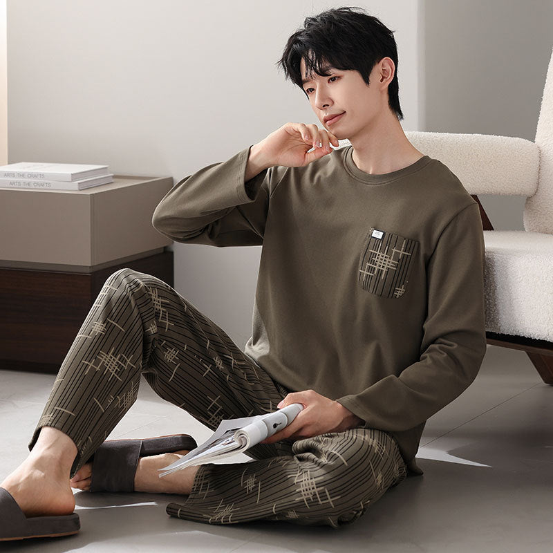 Men's Cotton Long Sleeve Casual Pajamas