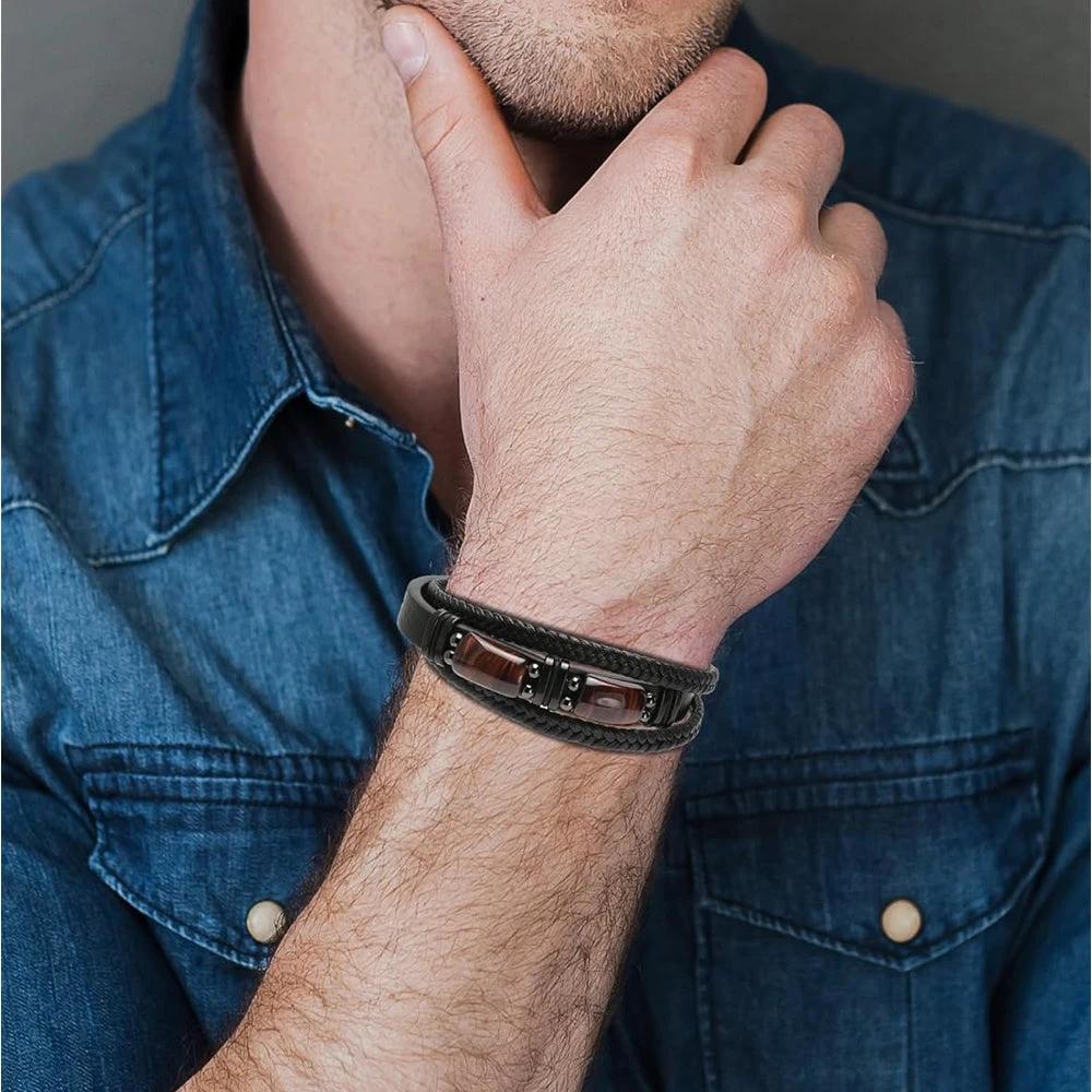Natural Tiger Eye Stone Bracelet For Men by GJG Denim