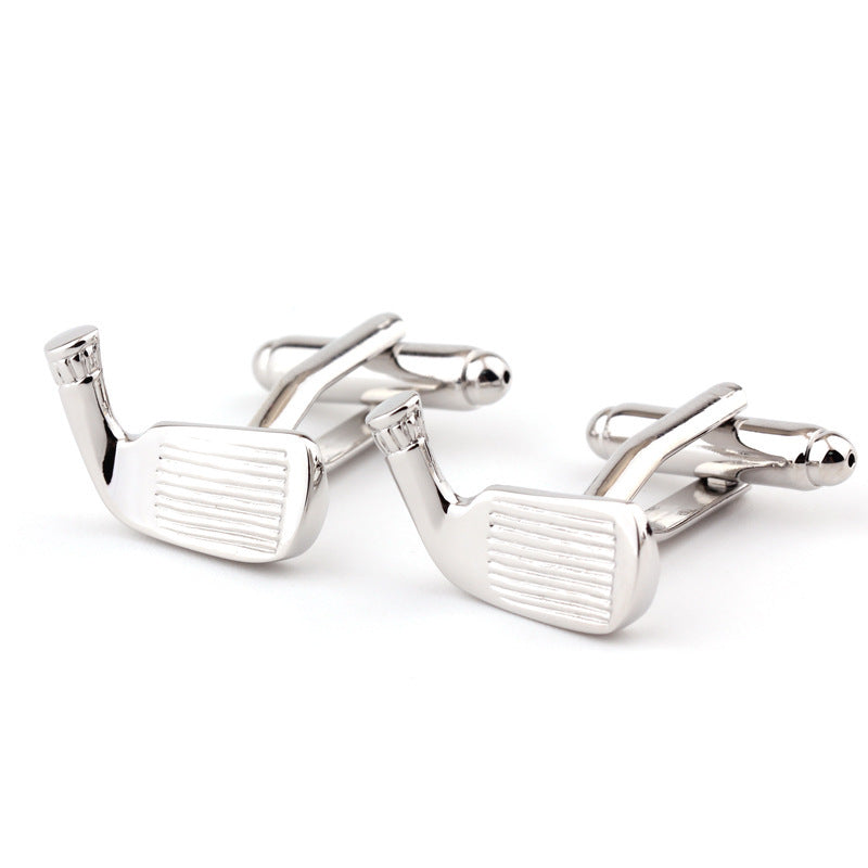 Golf Racket Shape Plain Metal Men's Cufflinks
